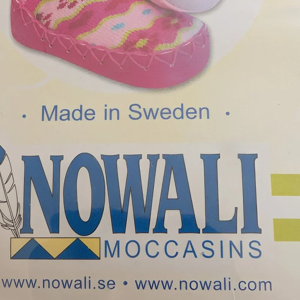 Nowali Toddler Sz 18M Tan Brown Animal Print Cotton Blend Leather Sole Moccasins